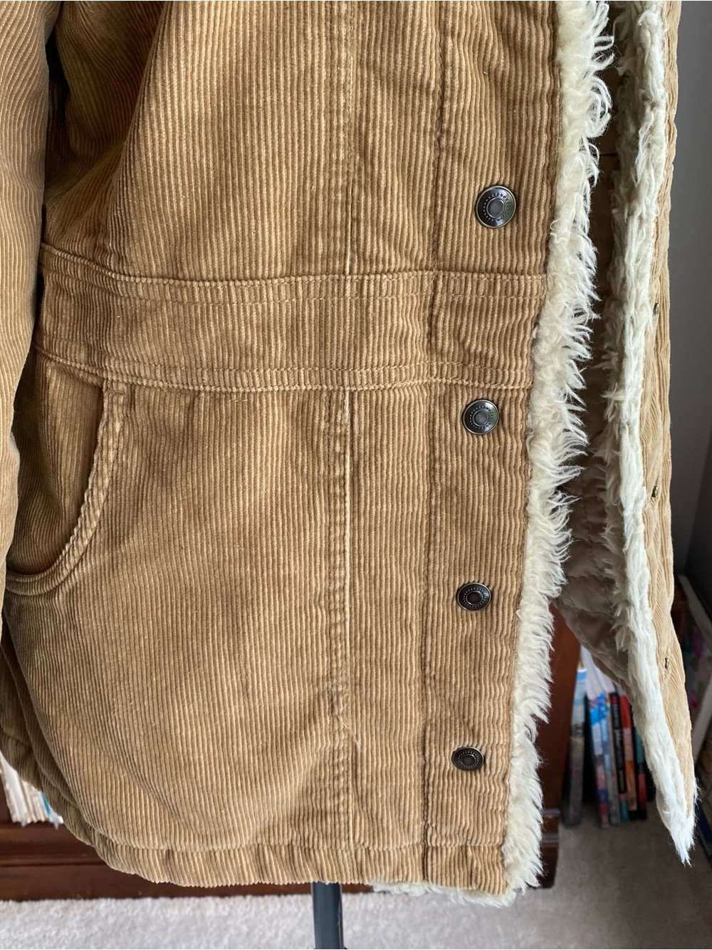 Vintage New York Classics Tan Corduroy Jacket with Cream Sherpa Lining EUC - Picture 5 of 15